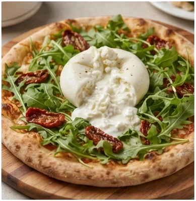 Burrata Cremosa com Tomate Seco e Rúcula