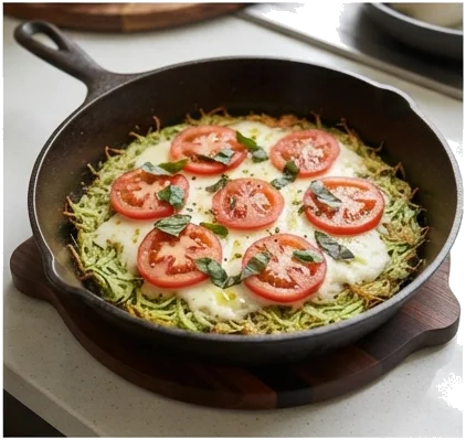 Variação Saudável: Pizza de Frigideira com Base de Abobrinha Ralada